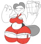 anthro christmas_clothing clothing curvy_figure female gesture gift hand_gesture holidays huge_thighs ok_sign solo thick_thighs voluptuous wide_hips onetiredbear christmas mizu_(onetiredbear) beaver mammal rodent