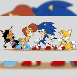 3_toes anthro blue_body breasts canon_couple dipstick_tail featureless_breasts feet female green_eyes group leather leather_strap love male male/female markings multi_tail quills_(anatomy) scut_tail short_tail smile straps tail tail_markings toes silvers_rings archie_comics sega sonic_the_hedgehog_(archie) sonic_the_hedgehog_(comics) sonic_the_hedgehog_(series) miles_prower nicole_the_lynx sally_acorn sonic_the_hedgehog canid canine eulipotyphlan felid feline fox hedgehog lynx mammal rodent sciurid tree_squirrel 1:1 hi_res