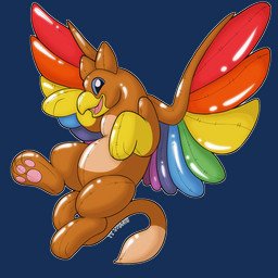 beak brown_body chibi feathered_wings feathers flying inflatable latex paws pool_toy simple_background tail transparent_background wings symrea animate_inanimate living_inflatable 1:1 2022 alpha_channel hi_res