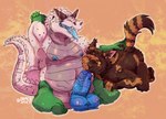 anthro balls belly big_balls big_penis bodily_fluids duo genitals male male/male nude_anthro one_eye_closed oral overweight overweight_male penis saliva saliva_on_tongue slim_male sunglasses_on_face tongue tongue_out wink beachedboy alligator alligatorid crocodile crocodilian domestic_cat felid feline felis mammal reptile scalie