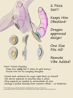 advertisement anthro chastity_device genitals male penetration penis plug_(sex_toy) portal portal_penis sex_toy slit_chastity slit_penetration slit_penis slit_play slit_plug solo text thinking_with_portals unchastity smokeyrooster mythology edd_(smokeyrooster) dragon mythological_creature mythological_scalie scalie 3:4 absurd_res english_text hi_res