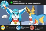 2018 3:2 ashley_(shaymin) bell bell_collar black_nose blue_body blue_eyes blue_fur blue_hair brown_eyes building cel_(glaceon) chair collar cute_fangs dialogue discord_interface eeveelution english_text exclamation_point eyes_closed eyewear eyewear_on_head fangs female feral fin fur furniture generation_1_pokemon generation_4_pokemon glaceon goggles goggles_on_head green_eyes group group_chat hair hi_res icon jolteon legendary_pokemon looking_at_viewer male male_pred nintendo open_mouth pawpads paws pokemon pokemon_(species) r red_body red_fur red_hair scarf shaymin shikaro shrike_alvaron simple_background speech_bubble streaming teeth text tongue vaporeon vore vulpix white_body window yellow_body yellow_fur