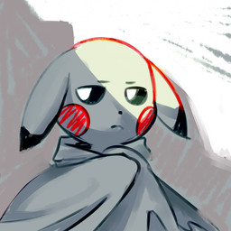 ambiguous_gender bedding black_eyes black_nose blanket cheek_spots mouth_closed pupils red_cheeks simple_background solo white_pupils flavia-elric nintendo pokemon generation_1_pokemon pikachu pokemon_(species) 1:1 2018 digital_media_(artwork) hi_res