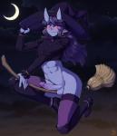 balls blush bottomless broom cleaning_tool clothed clothing crossdressing femboy genitals hair horn humanoid_pointy_ears looking_at_viewer magic_user male not_furry penis pointy_ears purple_hair simple_background solo witch ittla asian_mythology east_asian_mythology japanese_mythology mythology kyou_(ittla) demon demon_humanoid horned_humanoid humanoid oni yokai 2018 digital_media_(artwork)