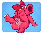 anthro anus balls bow_ribbon butt genitals gynomorph half-closed_eyes intersex narrowed_eyes nude penis presenting presenting_hindquarters presenting_penis simple_background solo sexylinguini mario_bros nintendo birdo_(character) birdo 2024 5:4 trans_(lore) trans_woman_(lore)