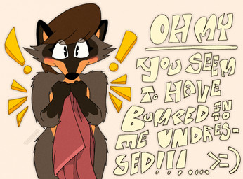 anthro black_eyes blush brown_body brown_fur brown_hair cheek_tuft covering covering_self dialogue dipstick_limbs exclamation_point eyelashes facial_tuft female fur grey_body grey_fur hair looking_at_viewer nude pink_background simple_background solo tan_body tan_fur text thick_thighs towel tuft wide_hips why2kz mammal procyonid raccoon hi_res