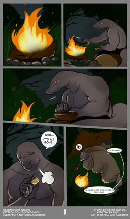 anthro bottomwear bowl campfire candy clothed clothing cloud container dessert eyes_closed food grass grey_body log male marshmallow muscular muscular_anthro muscular_male night plant pupils sad shorts sleeping_bag slit_pupils star text topless tree wood yellow_sclera fake_anna adventure_tails silver_soul_team gold_(shiro-neko) halondrix_(pasc) reptile scalie unknown_species 2021 comic english_text hi_res