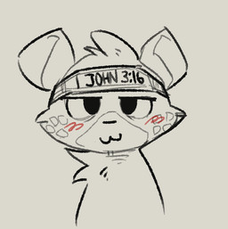 accessory blush blush_lines clothing ears_up headband looking_at_viewer male religion smile smiling_at_viewer solo text text_on_clothing mawkvlt boy_kisser_(meme) christianity silly_cat_(mauzymice) felid leopard mammal pantherine meme sketch