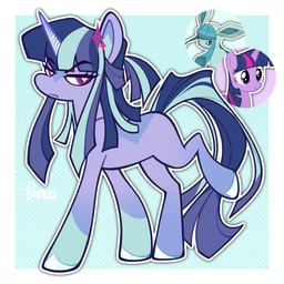 blue_background blue_highlights blue_hooves blue_inner_ear blue_markings border female female_feral feral frown fusion hair highlights_(coloring) hooves horn leg_markings logo looking_aside markings purple_body purple_eyes purple_hair purple_tail side_view simple_background socks_(marking) sparkles tail walking white_border 3ggmilky friendship_is_magic hasbro my_little_pony mythology nintendo pokemon twilight_sparkle_(mlp) eeveelution equid equine generation_4_pokemon glaceon mammal mythological_creature mythological_equine pokemon_(species) unicorn 1:1 2026 artist_logo crossover digital_drawing_(artwork) digital_media_(artwork) flat_colors hi_res reference_image