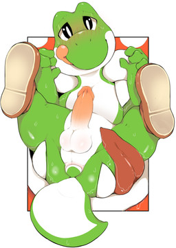 anal anal_oviposition anthro balls bodily_fluids butt clothing duo egg feral footwear genitals lying male male/male mawplay on_back oviposition penis plant shoes tail tongue saljidark mario_bros nintendo elemental_creature flora_fauna green_yoshi piranha_plant yoshi absurd_res hi_res