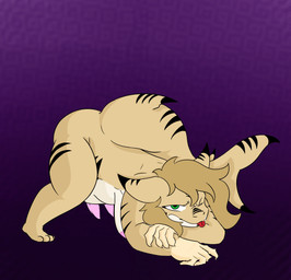 anthro ass_up belly black_markings breasts brown_hair double_penis_lick genitals green_eyes gynomorph hair intersex jack-o'_pose markings multi_genitalia multi_penis multicolored_body nipples one_eye_closed penis pose smile solo tan_body tongue tongue_out white_body wink bluedoge77 jay_(wiry128) aquatic fish shark absurd_res hi_res