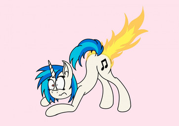 ass_up blue_hair burning butt butt_on_fire cutie_mark female feral fire fur hair horn pain solo tail toony white_body white_fur hot_rolls friendship_is_magic hasbro my_little_pony mythology vinyl_scratch_(mlp) equid equine mammal mythological_creature mythological_equine unicorn digital_media_(artwork)