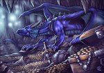 cave detailed_background feral hoard inside male side_view solo treasure conditional_dnp inert-ren mythology dragon mythological_creature mythological_scalie scalie 2010 digital_media_(artwork) digital_painting_(artwork)