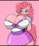 alternate_form anthro anthrofied big_breasts big_hair big_tail black_bars black_eyebrows blouse blue_blouse blue_clothing blue_eyes blue_topwear bottomwear bracelet breasts bulging_breasts cleavage clothed clothing curvy_figure exposure_variation eyebrows eyelashes female fingers fluffy fluffy_hair fluffy_mane fluffy_tail front_view fully_clothed fur furgonomics glistening glistening_blouse glistening_body glistening_bottomwear glistening_breasts glistening_clothing glistening_eyes glistening_fur glistening_hair glistening_skirt glistening_tail glistening_topwear hair hand_on_breast hand_on_own_breast happy heart_print heart_symbol holding_breast huge_breasts humanoid_hands jewelry long_hair long_mane long_tail looking_at_viewer looking_forward makeup mane mane_hair mascara miniskirt monotone_body monotone_bottomwear monotone_breasts monotone_clothing monotone_face monotone_fur monotone_hair monotone_mane monotone_skirt monotone_tail multicolored_blouse multicolored_clothing multicolored_topwear open_mouth open_smile pink_background pink_body pink_breasts pink_ears pink_face pink_fur pink_hair pink_mane pink_tail pink_tongue pointy_ears pose prick_ears print_clothing print_topwear puffy_hair purple_blouse purple_bottomwear purple_clothing purple_skirt purple_topwear raised_hand simple_background skimpy skirt slightly_chubby smile snout solo standing tail tail_through_skirt thick_thighs thin_eyebrows tight_blouse tight_clothing tight_topwear tongue topwear touching_breasts tucked_arm voluptuous white_blouse white_clothing white_topwear wide_hips wristband droll3 friendship_is_magic hasbro my_little_pony pinkie_pie_(mlp) earth_pony equid equine horse mammal pony hi_res icon letterbox pinup portrait three-quarter_portrait