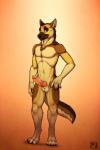 abs anthro balls canid canine canis chest_tuft domestic_dog erection fur genitals german_shepherd herding_dog hi_res knot male mammal muscular muscular_anthro muscular_male navel nude pastoral_dog pecs penis solo spudz tsaiwolf tuft