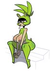 accessory anthro barbell_piercing cigarette countershade_face countershading ear_piercing feet female fur green_body green_fur hair hair_accessory hair_tie humanoid_feet humanoid_hands nipple_barbell nipple_piercing nipples nude nude_anthro nude_female piercing plantigrade scut_tail short_tail sitting smoking smoking_cigarette solo studded_hair_tie tail tied_hair whimbly idw_publishing sega sonic_the_hedgehog_(comics) sonic_the_hedgehog_(idw) sonic_the_hedgehog_(series) surge_the_tenrec afrosoricid humanoid mammal tenrec tenrec_humanoid 2023 hi_res