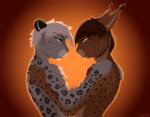 2018 anthro blue_eyes breasts brown_body brown_fur brown_hair cheek_tuft chest_tuft digital_media_(artwork) duo embrace eye_contact facial_tuft felid feline female female/female fur green_eyes hair hi_res inner_ear_fluff looking_at_another lynx mammal markings nina_(ruth66) nipples nude pantherine riley_(ruth66) ruth66 shaded short_hair side_boob side_view snow_leopard spots spotted_body spotted_fur tuft white_body white_fur white_hair
