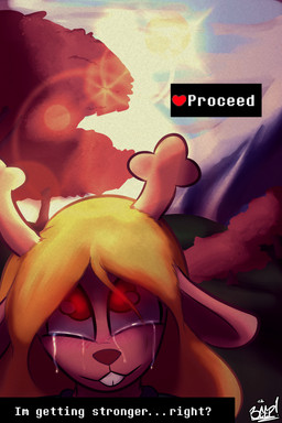 anthro blush bodily_fluids cloud cloudy_sky crying duo female heart_symbol lens_flare light light_beam male male/female mind_break mountain plant red_eyes sky snowgrave sun sunbeam sunlight tears text tree beep! deltarune undertale_(series) kris_dreemurr noelle_holiday deer humanoid mammal 2:3 absurd_res hi_res