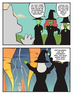 5_fingers anthro biped black_clothing black_dress breasts brown_hair casting_spell clothed clothing confident detailed_background dialogue dress electricity elemental_manipulation female fin fingers fire fire_manipulation frown fully_clothed fur gesture green_body green_skin group hair hand_gesture hat headgear headwear lightning magic_user pointing pointing_at_another pointy_ears red_hair shocked speech_bubble text tongue tornado wave white_body white_clothing white_dress white_fur white_hair witch witch_hat bonnymama7 sharknado elphaba_(bonnymama7) eve_(bonnymama7) jeff_the_land_shark liria_the_werewolf_saint maureen_(bonnymama7) canid canine canis fish humanoid mammal marine shark wolf 2025 comic digital_drawing_(artwork) digital_media_(artwork) english_text flat_colors hi_res