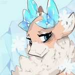 antlers blue_antlers blue_eyes eyelashes female feral fluffy_chest horn ice solo stercore_murum them's_fightin'_herds velvet_reindeer_(tfh) deer mammal new_world_deer reindeer 1:1 2023 bust_portrait digital_media_(artwork) hi_res portrait