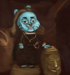 anthro humor male parody royalty shitpost solo what why conditional_dnp vaktus cartoon_network real_world the_amazing_world_of_gumball charles_ii_of_spain gumball_watterson domestic_cat felid feline felis mammal full-length_portrait meme portrait redraw