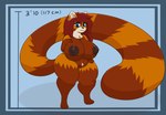 abstract_background anthro big_breasts blue_eyes breasts brown_body brown_fur chart crossgender ear_piercing ear_ring female fur genitals hand_on_breast hand_on_hip hand_on_own_breast height_chart huge_breasts mtf_crossgender nipples orange_body orange_fur piercing pubes pussy red_body red_fur ring_piercing short_stack solo standing text thick_thighs white_body white_fur wide_hips sixfour_(artist) sixfour_(character) ailurid mammal red_panda