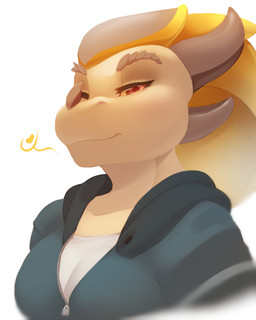 anthro bedroom_eyes breasts cleavage clothed clothing female half-closed_eyes heart_symbol hoodie jacket looking_at_viewer narrowed_eyes non-mammal_breasts one_eye_closed red_eyes seductive simple_background solo topwear white_background wink zipper kanel genesis_(kabscorner) dinosaur dromaeosaurid lizard prehistoric_species reptile scalie theropod velociraptor 2015 4:5 bust_portrait digital_media_(artwork) hi_res portrait