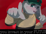 anthro clothing gesture hand_gesture hat headgear headwear male pointing red_background simple_background solo soft_and_wett ena:_dream_bbq ena_(series) lucienne_(soft_and_wett) lagomorph leporid mammal rabbit animated hi_res no_sound webm