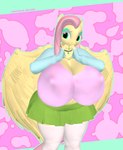 anthro anthrofied big_breasts bolero_jacket bottomwear breasts butt choker clothing feathered_wings feathers female hair huge_breasts jewelry legwear looking_at_viewer multicolored_hair necklace nipple_outline pink_hair shirt simple_background skirt smile solo stockings tail tank_top topwear white_clothing white_legwear white_stockings wings yellow_body ik_related friendship_is_magic hasbro my_little_pony mythology fluttershy_(mlp) equid equine mammal mythological_creature mythological_equine pegasus 3d_(artwork) digital_media_(artwork) hi_res