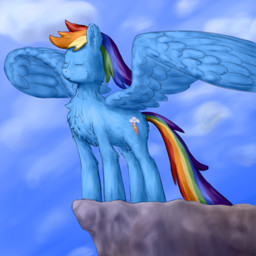 casual_nudity chest_tuft cutie_mark eyes_closed female feral fluffy majestic solo spread_wings teats tuft wind wings callichrome friendship_is_magic hasbro my_little_pony mythology rainbow_dash_(mlp) equid equine horse mammal mythological_creature mythological_equine pegasus pony 1:1 hi_res