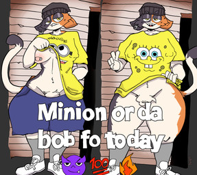 anthro barbell_piercing bedroom_eyes big_breasts blush breasts butt clothed clothed/nude clothing clothing_lift female fur gesture hair hand_gesture hat headgear headwear narrowed_eyes nipple_piercing nipples nude piercing pubes seductive simple_background solo standing teasing text v_sign wide_hips naffers despicable_me epic_games fortnite illumination_entertainment meme_clothing nickelodeon spongebob_squarepants meow_skulls domestic_cat felid feline felis mammal absurd_res digital_media_(artwork) hi_res meme