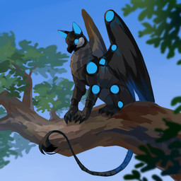 ambiguous_gender beak black_beak black_body black_claws black_wings claws empty_eyes feral grey_body grey_wings outside plant quadruped sitting solo tail tail_tuft three-quarter_view tree tuft unsigned wings corzh77 mythology avian gryphon mythological_avian mythological_creature 1:1 absurd_res full-length_portrait hi_res portrait