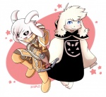 alternate_costume anthro bovid_horn caprine_horn clothing_swap cosplay crossbow duo goat_horn horn magic_user male ranged_weapon star weapon young young_anthro siqko bandai_namco summon_night undertale undertale_(series) asriel_dreemurr_(god_form) panashe_(summon_night) boss_monster_(undertale) bovid canid canine canis caprine domestic_dog mammal