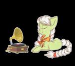 braided_hair eyes_closed female feral gramophone grey_hair hair record record_player scarf simple_background solo transparent_background sprinklespegasister friendship_is_magic hasbro my_little_pony granny_smith_(mlp) earth_pony equid equine horse mammal pony 2013 absurd_res alpha_channel hi_res