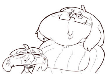 ahoge anthro bangs breasts caricature clothing duo eyebrow_through_hair eyebrows eyewear facial_hair female floppy_ears glasses goatee hair huge_cheeks male sweater thick_eyebrows topwear translucent translucent_hair turtleneck warts kappadoggo kappadoggo_(character) sophie_(kappadoggo) canid canine canis domestic_dog mammal 2019 sketch brother_(lore) brother_and_sister_(lore) sibling_(lore) sister_(lore)