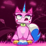 collar female feral fluffy fluffy_tail fur horn lego_brick open_mouth paws pink_body pink_fur solo spiked_collar spikes tail conditional_dnp phlareox lego the_lego_movie unikitty domestic_cat felid feline felis mammal 1:1 2024 absurd_res hi_res