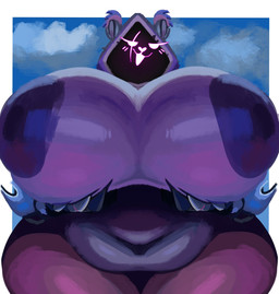 anthro areola bedroom_eyes belly big_areola big_belly big_breasts big_nipples blush breasts cloud dark_areola female holding_up_breasts huge_areola huge_breasts huge_nipples looking_at_viewer narrowed_eyes navel nipples nude overweight overweight_female purple_breasts seductive sky solo wide_hips isolatedartest epic_games fortnite raven_team_leader bear mammal digital_media_(artwork) digital_painting_(artwork) hi_res painting_(artwork)