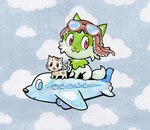 :3 aircraft ambiguous_gender aviator_cap blue_eyes cloud cute_fangs dire_aircraft dire_machine dire_vehicle domestic_cat eyewear fangs felid feline felis feral fur generation_9_pokemon goggles green_body green_fur group hi_res living_aircraft living_machine living_vehicle machine maia_arson_crimew mammal markings nintendo open_mouth open_smile paws pokemon pokemon_(species) quadruped red_eyes remy_boydell size_difference sky smile spots spotted_body spotted_fur sprigatito standing tail teeth traditional_media_(artwork) trio vehicle whiskers white_body white_fur