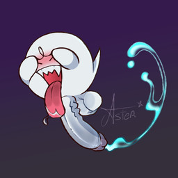 balls big_balls big_penis bodily_fluids covering covering_face ectoplasm ejaculation flustered genitals huge_balls huge_penis male open_mouth penis saliva saliva_on_tongue sharp_teeth solo teeth tongue tongue_out starlit_aster mario_bros nintendo boo_(mario) ghost spirit 1:1 hi_res