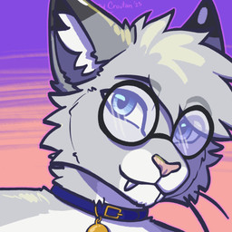 anthro bell blue_collar blue_eyes collar dipstick_ears dipstick_fingers ear_markings eyewear fangs fingers fur gesture glasses gold_bell grey_body hair hand_gesture looking_at_viewer male markings multicolored_ears pawpads paws pink_nose simple_background smile solo spots spotted_markings teeth v_sign cheezycrouton nixuelle domestic_cat egyptian_mau felid feline felis mammal 1:1 2025 animated digital_media_(artwork) hi_res icon