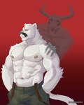 abs anthro big_muscles bottomwear clothing hand_in_pocket male muscular navel nipples pants pockets solo suspenders whiskers coffeline echo_(series) echo_project the_smoke_room samuel_ayers cougar felid feline mammal 4:5 hi_res