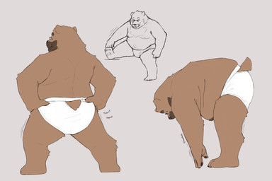 anthro beard belly briefs briefs_only clothed clothing exercise eyewear facial_hair glasses male middle_aged overweight overweight_male pubes solo stretching tighty_whities topless underwear underwear_only white_briefs white_clothing white_underwear professor_fluff bear brown_bear grizzly_bear mammal ursine absurd_res hi_res