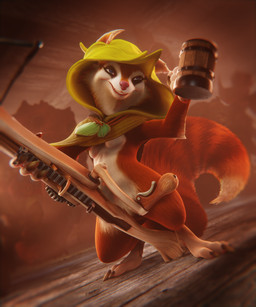 4_fingers anthro bar bottomless bottomless_female breasts cape claws clothed clothing container cowl crossbow cup drunk eyelashes female fingers fur genitals hood inside mug ranged_weapon red_body red_fur solo substance_intoxication tail tail_tuft tuft weapon white_body sladdoska sladdoska_(modeler) dota valve valve_corporation hoodwink_(dota) mammal rodent sciurid tree_squirrel 3d_(artwork) 5:6 digital_media_(artwork) hi_res source_filmmaker_(artwork)