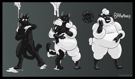 anthro bdsm black_border bondage border bound glistening glistening_body goo_transformation hypnosis latex male mind_control sheepsuit solo transformation soupspicyy bovid caprine domestic_cat felid feline felis mammal sheep absurd_res hi_res