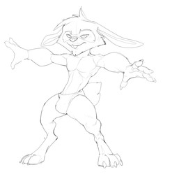 3_toes 4_fingers animal_legs anthro barefoot cheek_tuft chin_tuft claws closed_smile clothed clothed_anthro clothed_male clothing digitigrade eyebrows facial_markings facial_tuft feet fingers front_view happy head_markings head_tuft humanoid_hands looking_forward male male_anthro markings mask_(marking) mouth_closed pecs pose quads rib_cage simple_background skimpy slim_anthro smile solo speedo speedo_only standing swimwear tail tail_tuft toes toony topless topless_anthro topless_male tuft white_background bristol lagomorph leporid mammal rabbit 2022 absurd_res black_and_white digital_media_(artwork) hi_res monochrome sketch