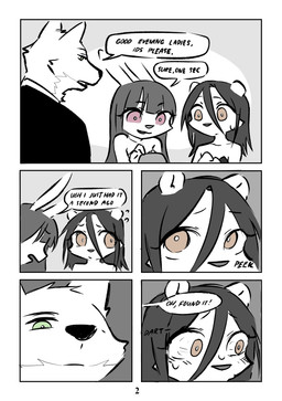 anthro blush blush_lines bodily_fluids bouncer brown_eyes clothing comic_panel dialogue female green_eyes group intimate male male/female pink_eyes red_eyes speech_bubble suit sweat sweatdrop text kyogummi cherry_the_rabbit hedgehog_girl_(kyogummi) wolf_(kyogummi) canid canine canis eulipotyphlan hedgehog lagomorph leporid mammal rabbit wolf absurd_res black_and_white comic english_text hi_res monochrome