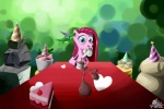 blue_eyes cake container cup dessert female feral food group hair parody pink_hair purple_eyes otlstory alice_in_wonderland friendship_is_magic hasbro my_little_pony gummy_(mlp) madame_le_floure_(mlp) mr._turnip_(mlp) pinkamena_(mlp) pinkie_pie_(mlp) rocky_(mlp) sir_lintcelot_(mlp) alligator alligatorid animate_inanimate crocodilian earth_pony equid equine horse mammal pony reptile scalie 2012 hi_res