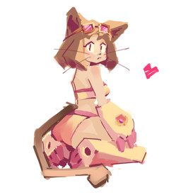anthro bikini brown_hair butt clothing eyewear female glasses hair kneeling rear_view sitting solo swimwear two-piece two-piece_swimsuit sairy gameoverse glitch_productions kit_bodega domestic_cat felid feline felis mammal hi_res