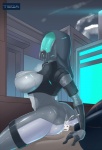 big_breasts bodily_fluids breasts building clothed clothing cloud cum detailed_background duo faceless_character faceless_male female female_focus genital_fluids hood male male/female mask not_furry sex solo_focus suit teqa bioware electronic_arts mass_effect alien alien_humanoid humanoid quarian