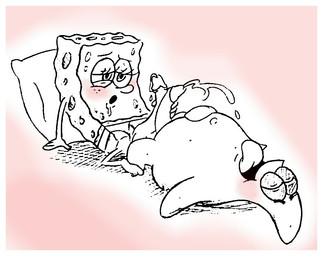 anthro bodily_fluids cum duo erection frottage genital_fluids genitals humanoid_genitalia humanoid_penis male male/male navel non-mammal_navel penile penis penises_touching pillow sex simple_background unknown_artist nickelodeon spongebob_squarepants patrick_star spongebob_squarepants_(character) aquatic asterozoan echinoderm sea_sponge starfish